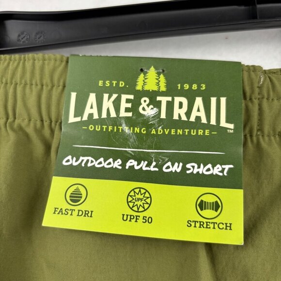 Lake & Trail Pull On Shorts Size 3XL Olive Green UPF 50 Fast Dri Stretch Nylon - Picture 5 of 13